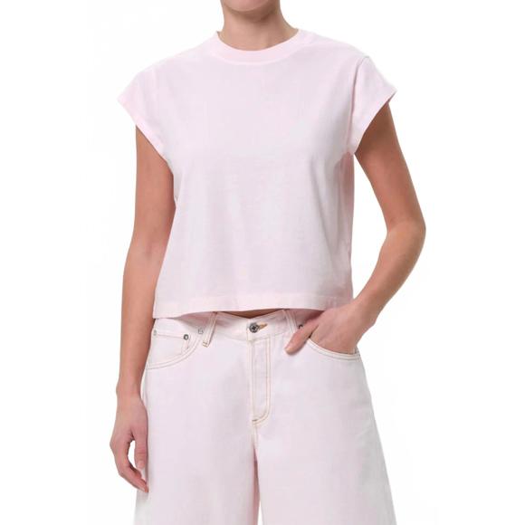 NEW AGOLDE bryce cap sleeve tee in pink - Picture 1 of 5